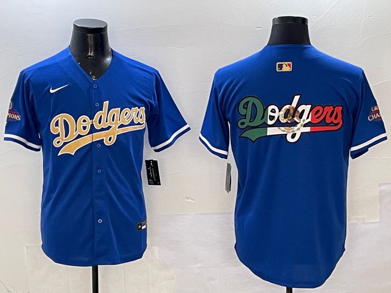 Men Los Angeles Dodgers Blank Blue Champion gold character 2025 Nike MLB Jersey style 7->los angeles dodgers->MLB Jersey